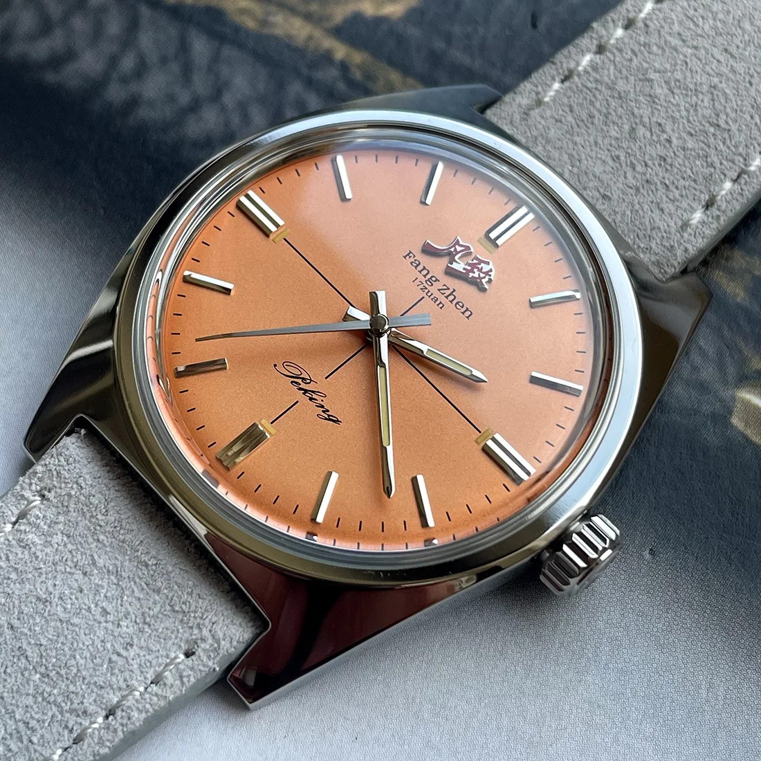 Merkur Watch 36mm Wine Red Dial Handwind Mechanical Vintage Dress Watch Men