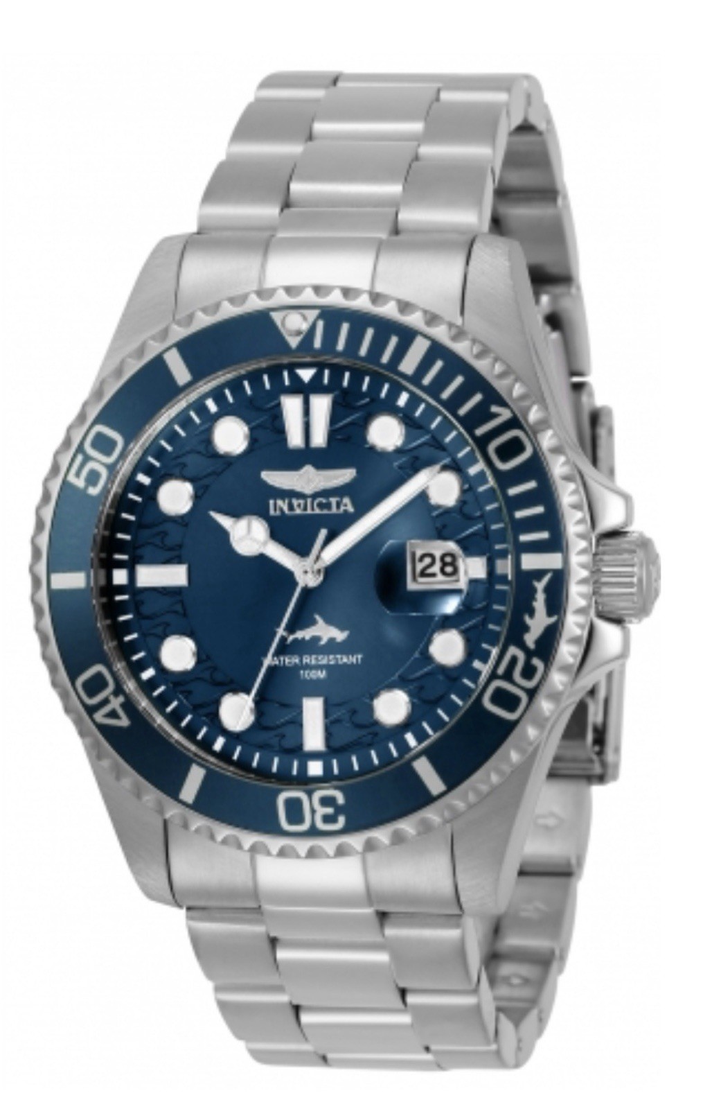 Invicta 43mm Pro Diver Mens Watch Blue Dial 100m Water Resistance (30019)