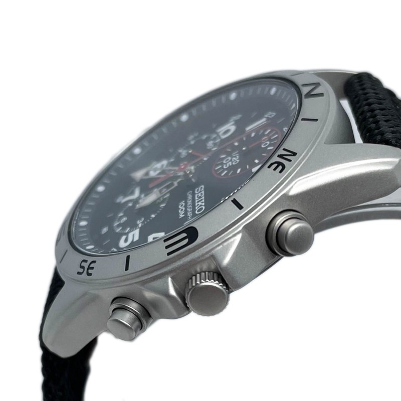 SEIKO CHRONOGRAPH Chronograph Japanese Movement SND399P1 Black Textile Band Men