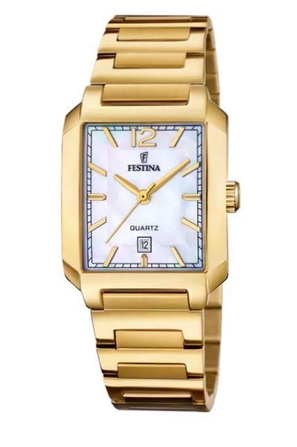 FESTINA On The Square F20680/2 Beige Gold Steel Strap Watch