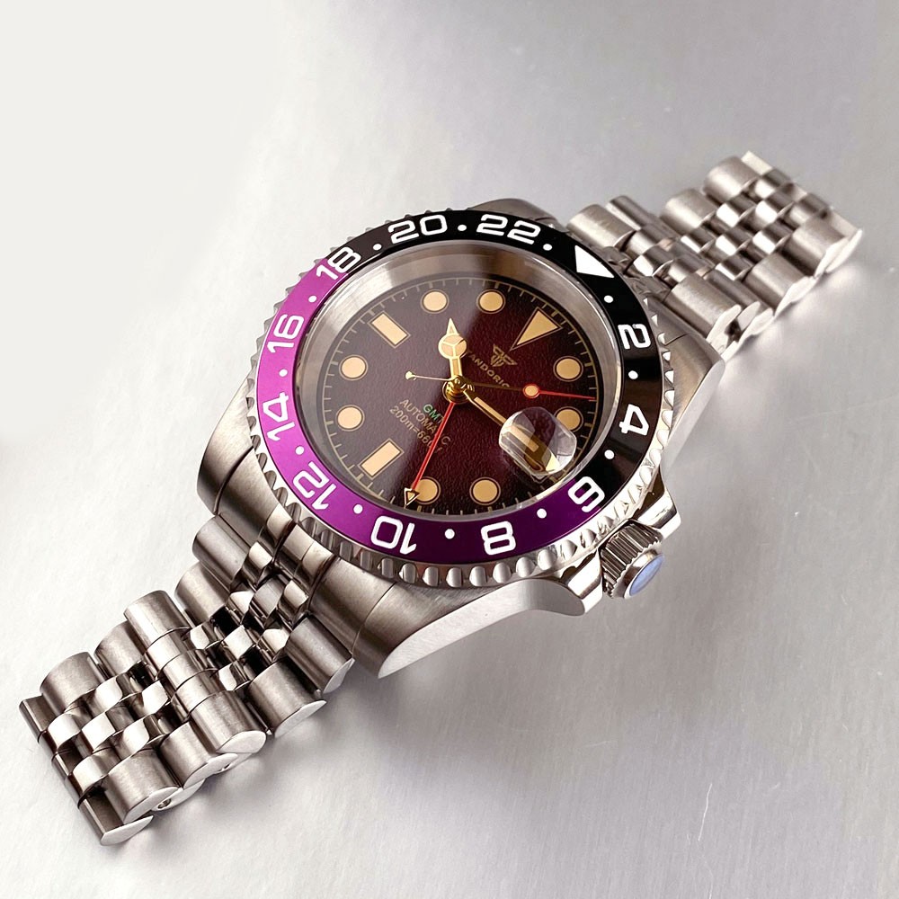 Tandorio NH34A 200M Waterproof 40mm Brown Dial NH34 GMT Automatic Dive Watch