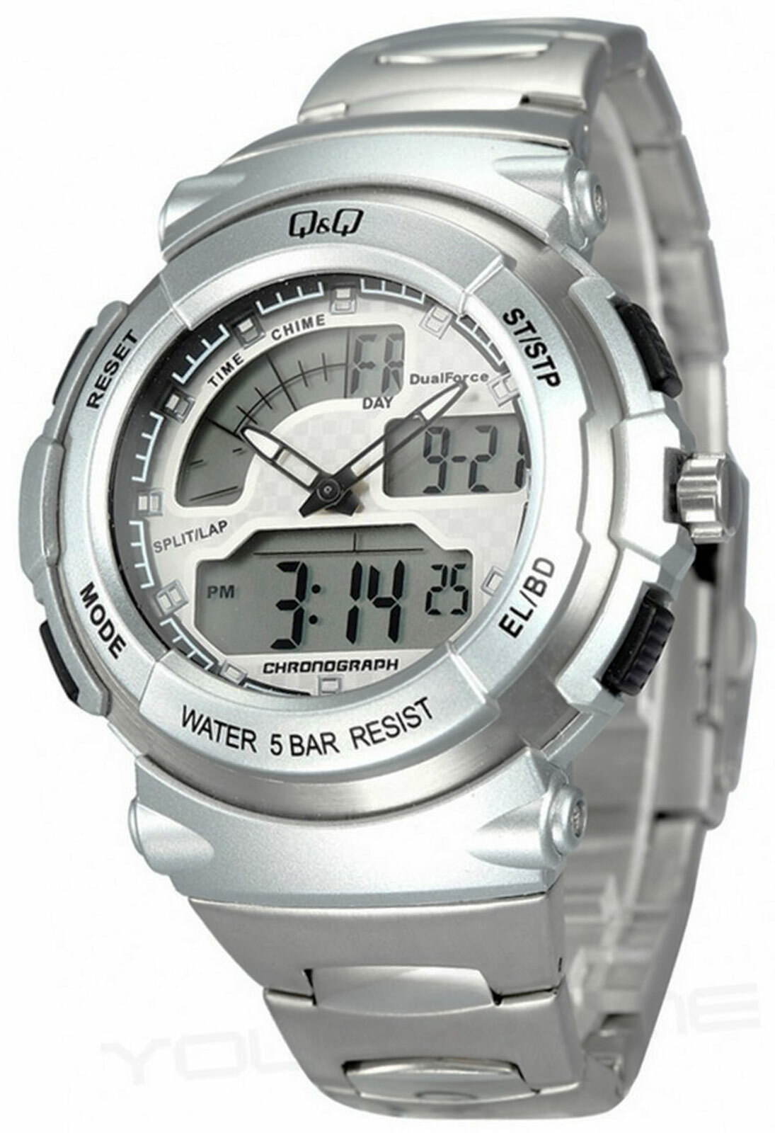 Q&Q by Citizen M012J201Y Men’s Analog Digital Sport Watch Steel Bracelet NO BOX
