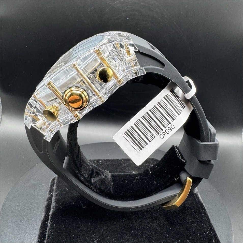 Invicta Men’s Chronograph Black Dial Clear Case Rubber Strap Watch w/ Box
