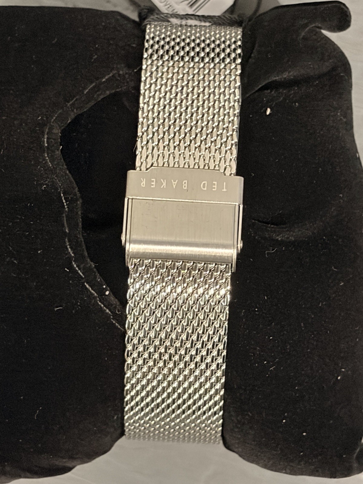 Ted Baker London Men’s Watch Silver Mesh White Dial Orange Hands – Needs Battery