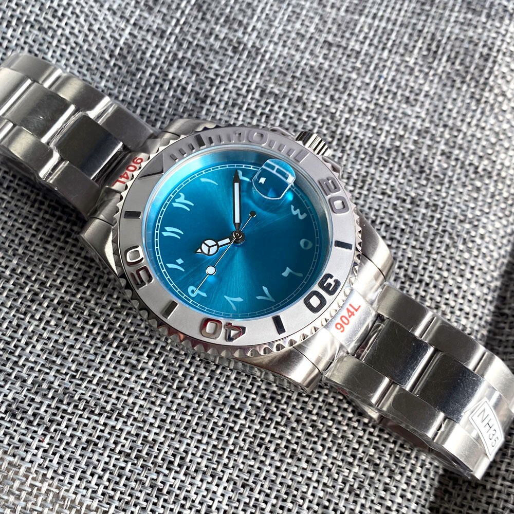 BLIGER Blue NH35A Movement 40MM SUB Case Men Watch Arabic Numbers Ceramic Insert