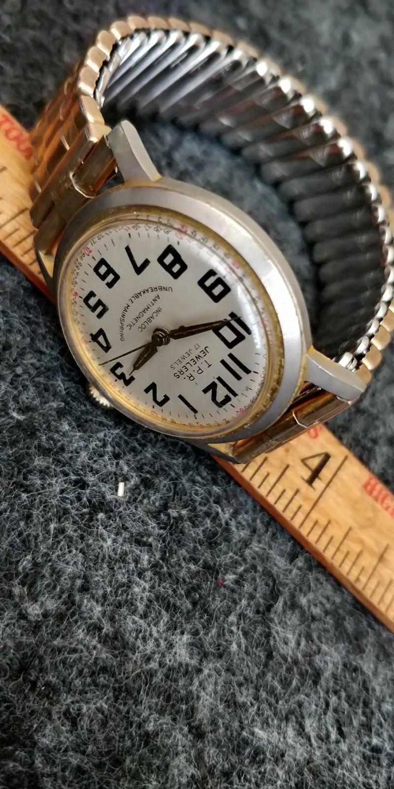 T.P.R Jewelers Wrist watch Incabloc Anti Magnetic seconds figures PARTS REPAIR