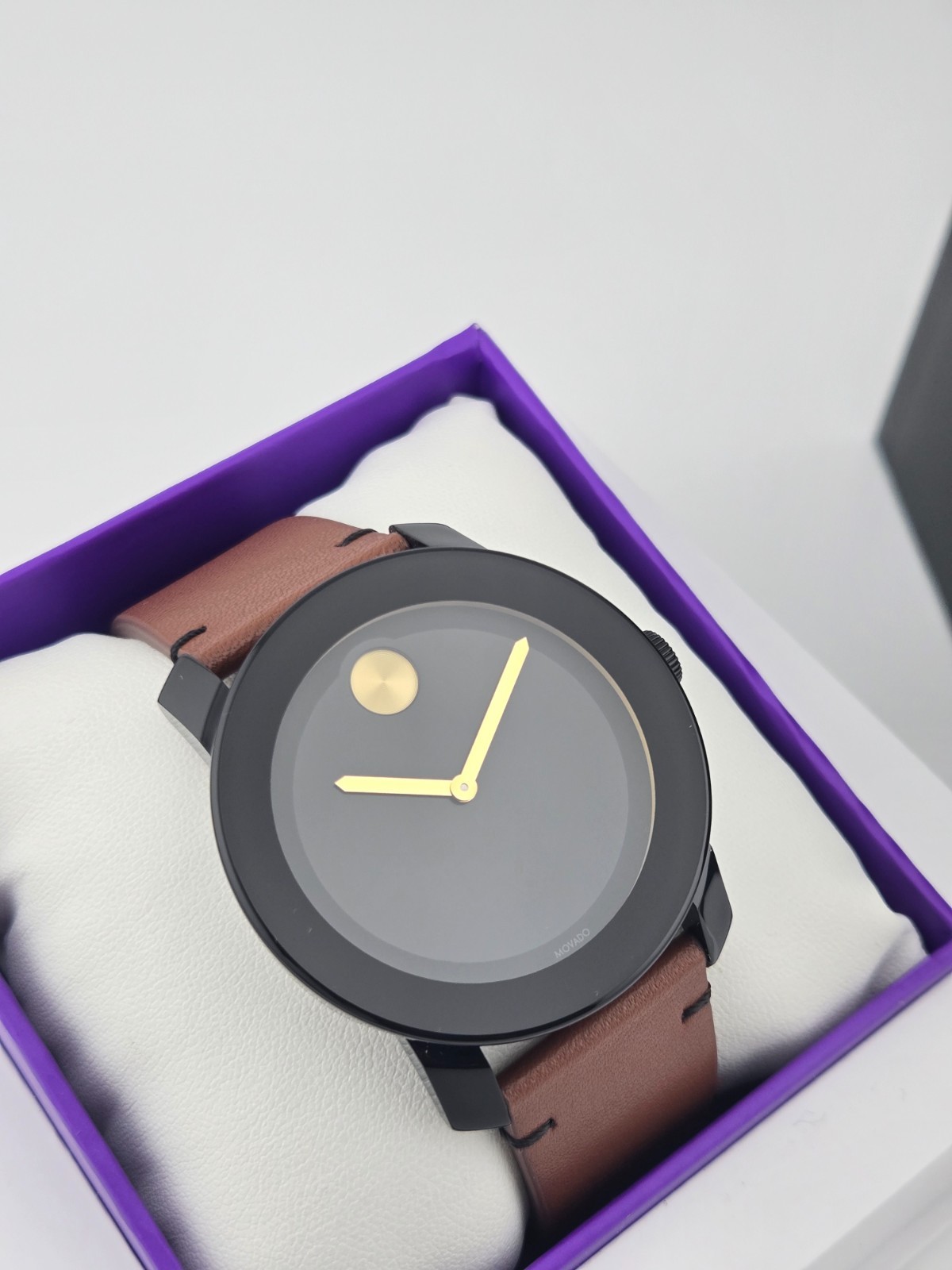 Movado Bold Men’s Black Dial Brown Leather Strap Watch – 3600305 ($695 MSRP)