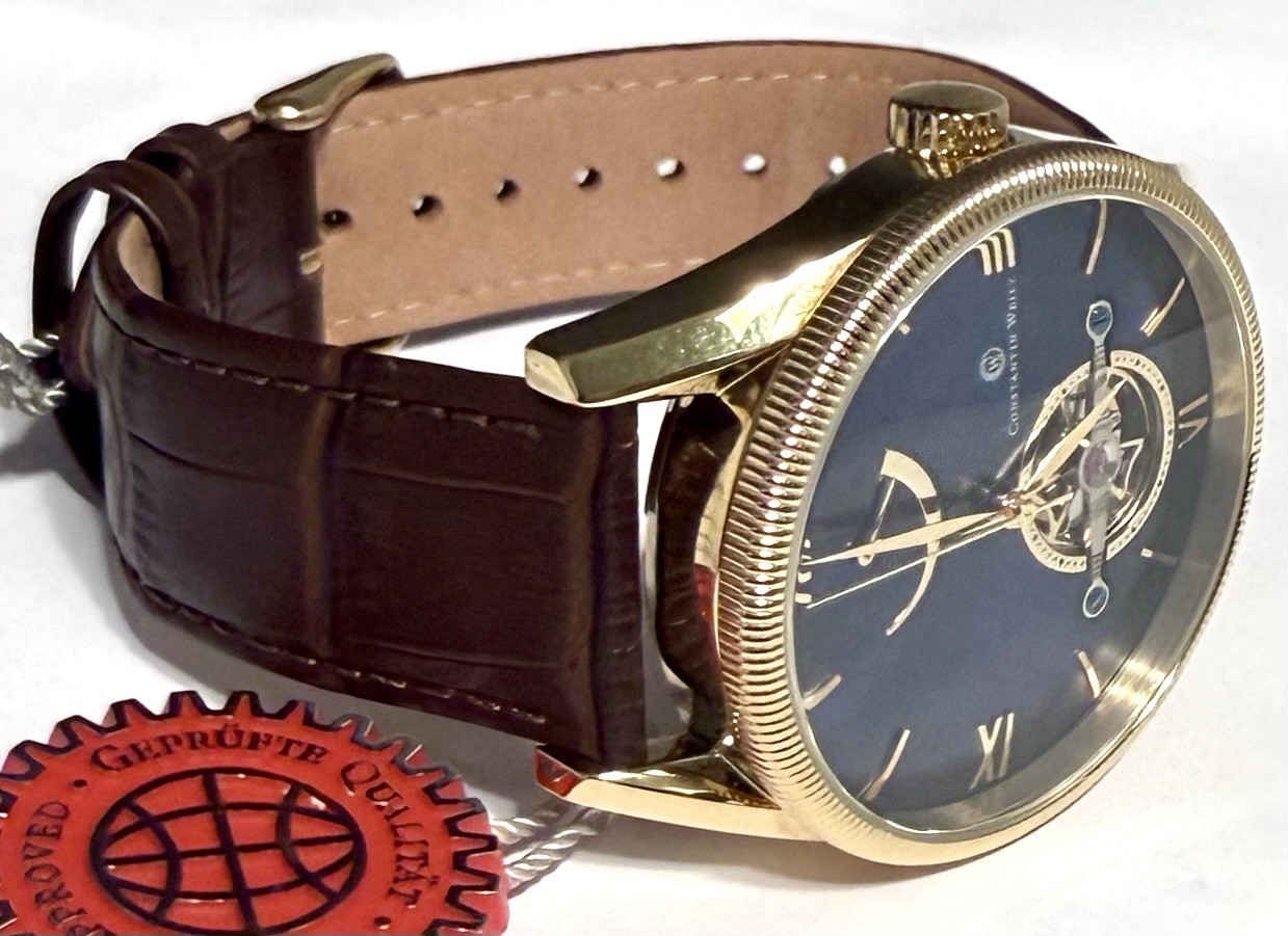 44mm Milled Goldtone Bezel | LE#201/700 | Power Reserve | Constantin Weisz Watch