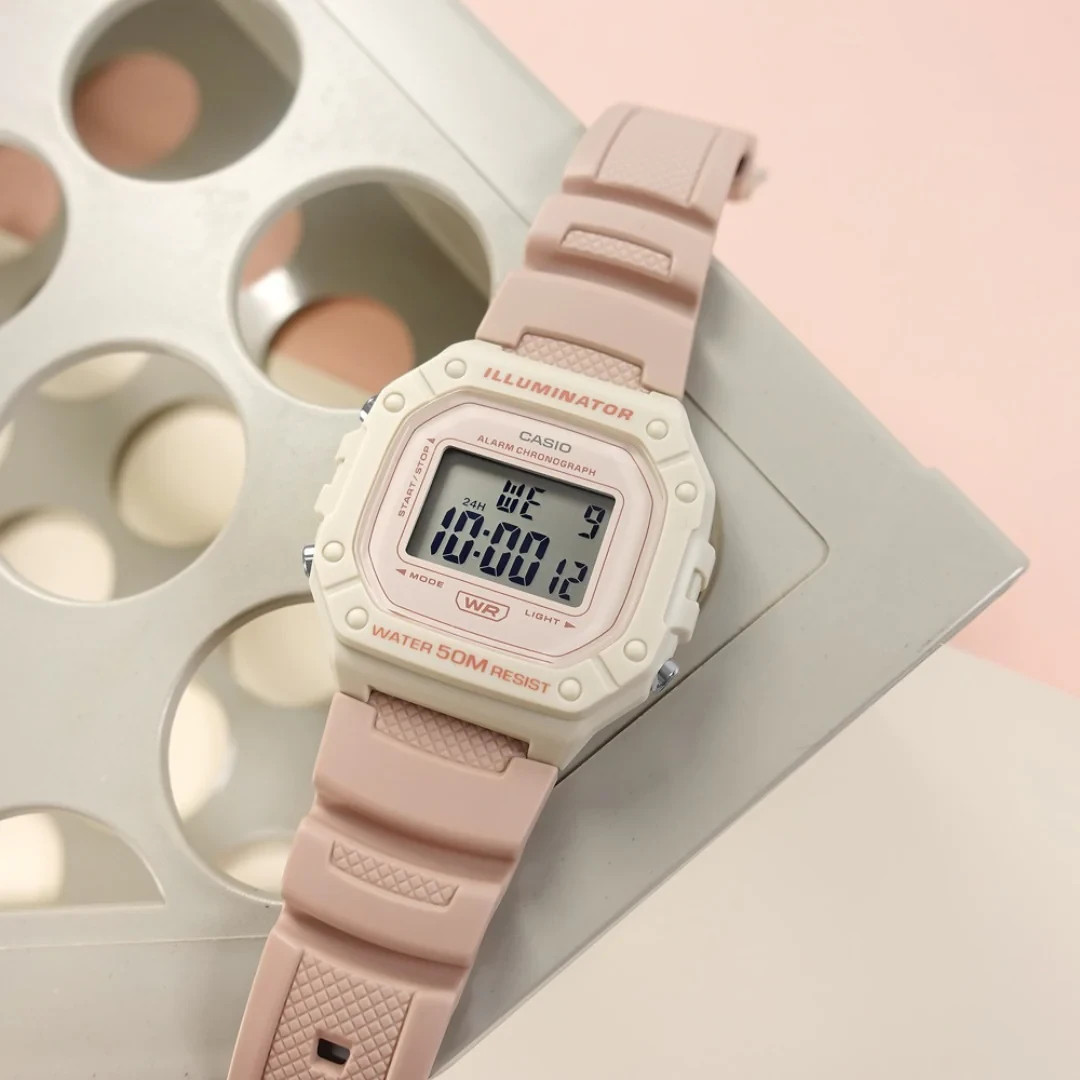 Casio W-218HC-4A2V Pink Digital Watch LED Backlight Alarm Stopwatch 50M Resin