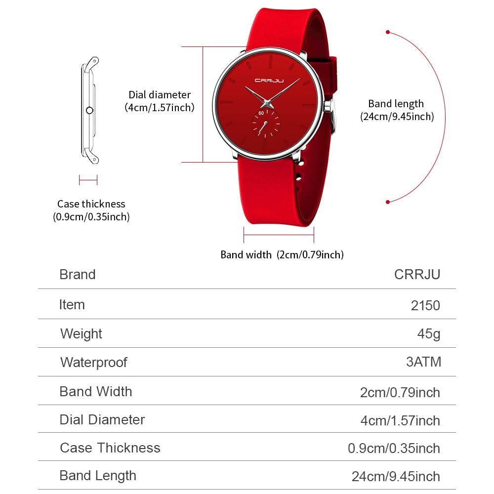 CRRJU Women Men Watch,Fashion Casual Dress Analog Quartz Waterproof Wristwatc…