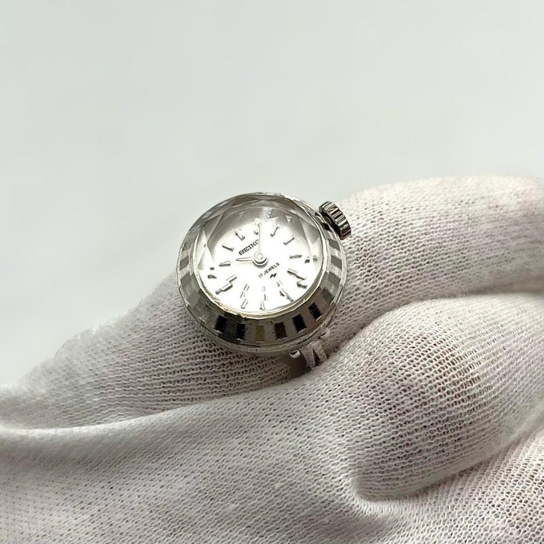 Seiko Ring Watch 17J Manual Movement Cut Glass 11-0290 Used