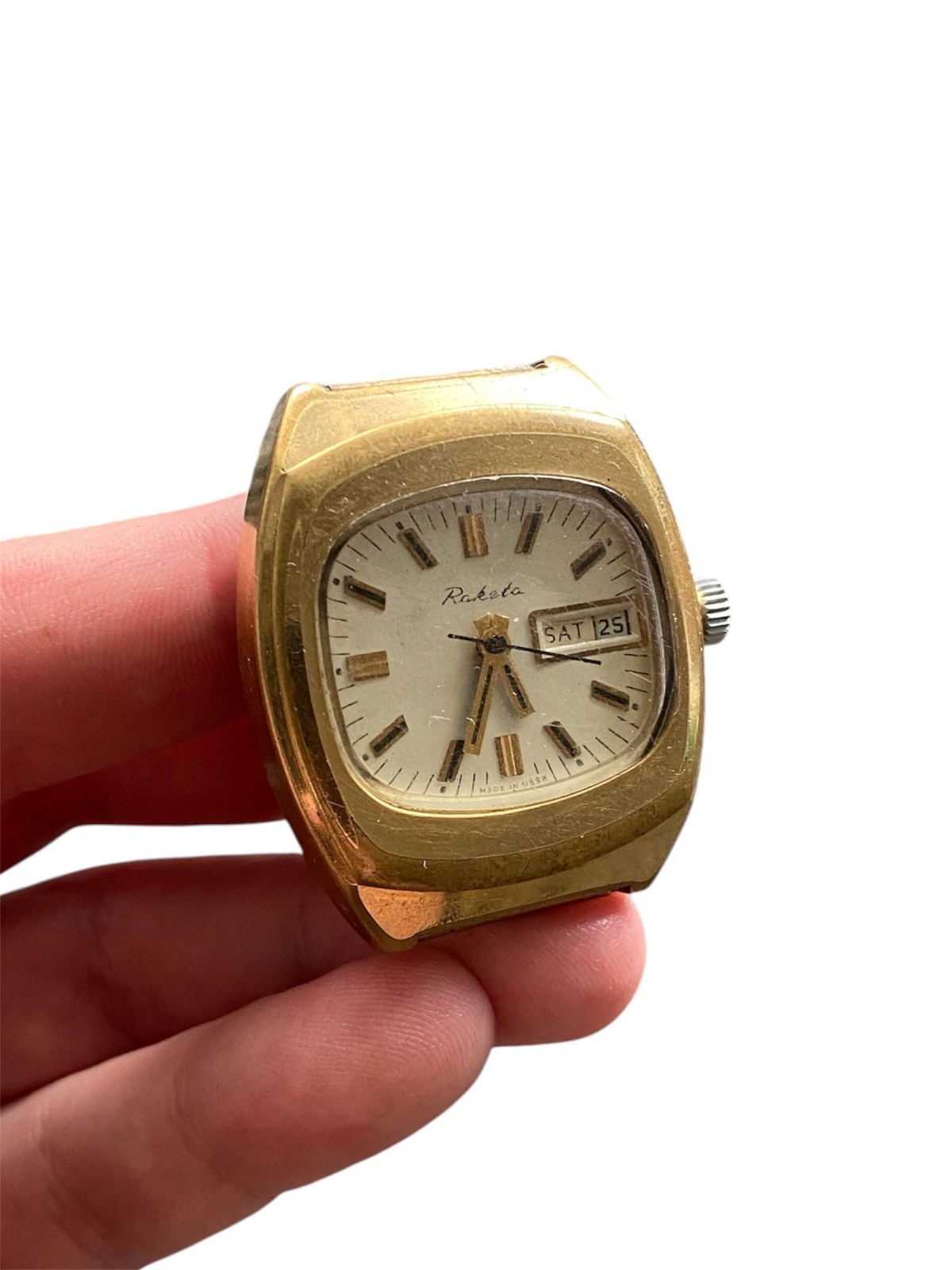 Raketa Watch Vintage watch Soviet mechanical Wristwach Rare Gold Plated AU-10