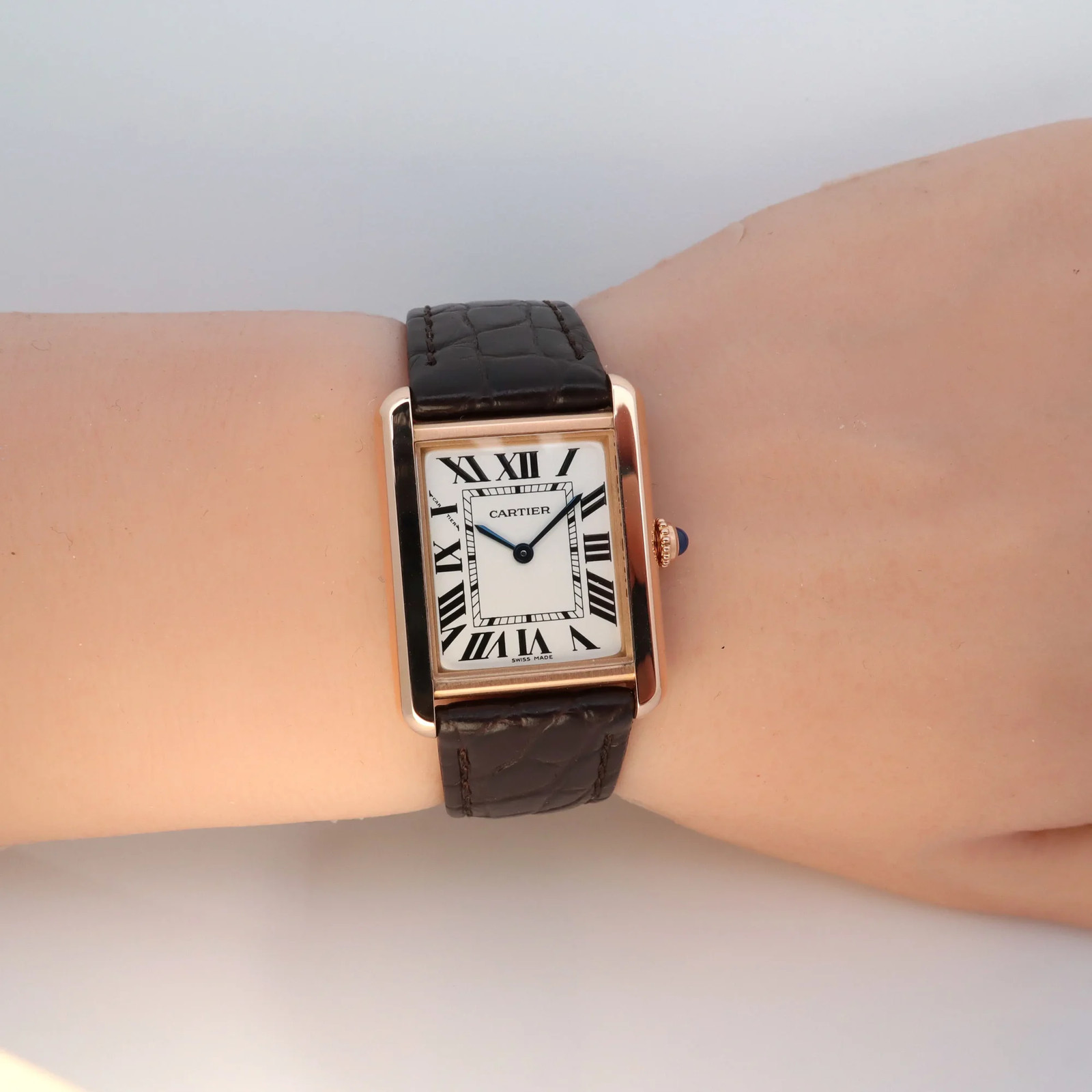2016 Mint Cartier W5200024 ref. 3168 Tank Solo 24×30.5mm 18K Rose Gold Qtz Watch