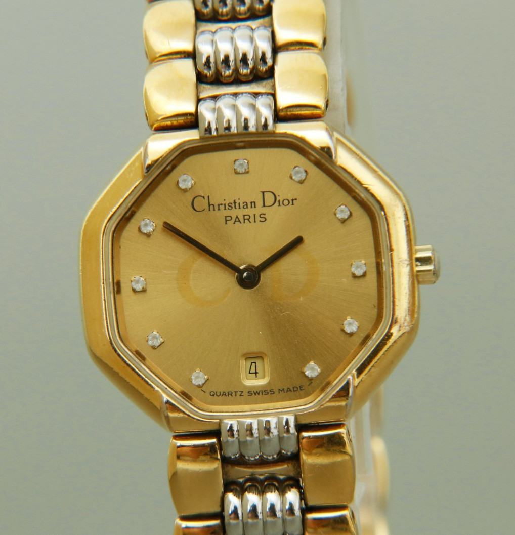 [Exc+5] Vintage ChristianDior 48.133 26mm 11P Diamond Gold Quartz Women’s Watch