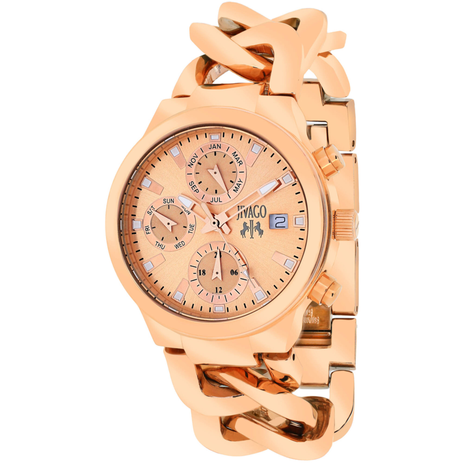 Jivago Women’s Watch Levley Quartz Rose Gold Tone Dial Steel Bracelet JV1244