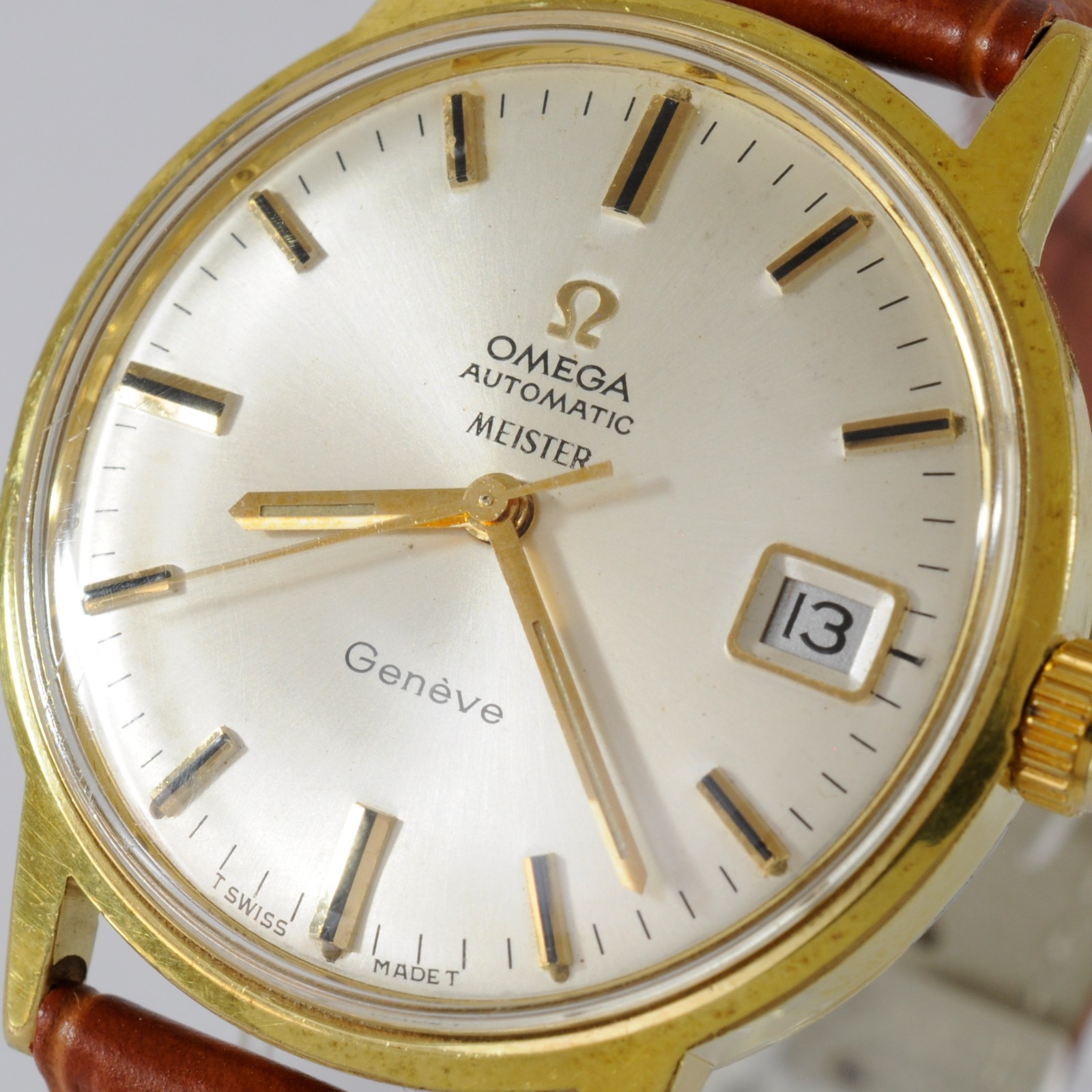 NO TARIFFS ON OMEGA AUTOMATIC MEISTER GENEVE SWISS GOLD PLATED 20M WATCH 166.070