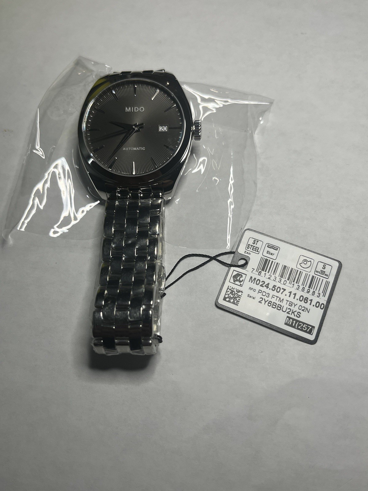 New with Tags MIDO Belluna Royal Automatic Watch – M024.507.11.061.00, 41mm, 8″
