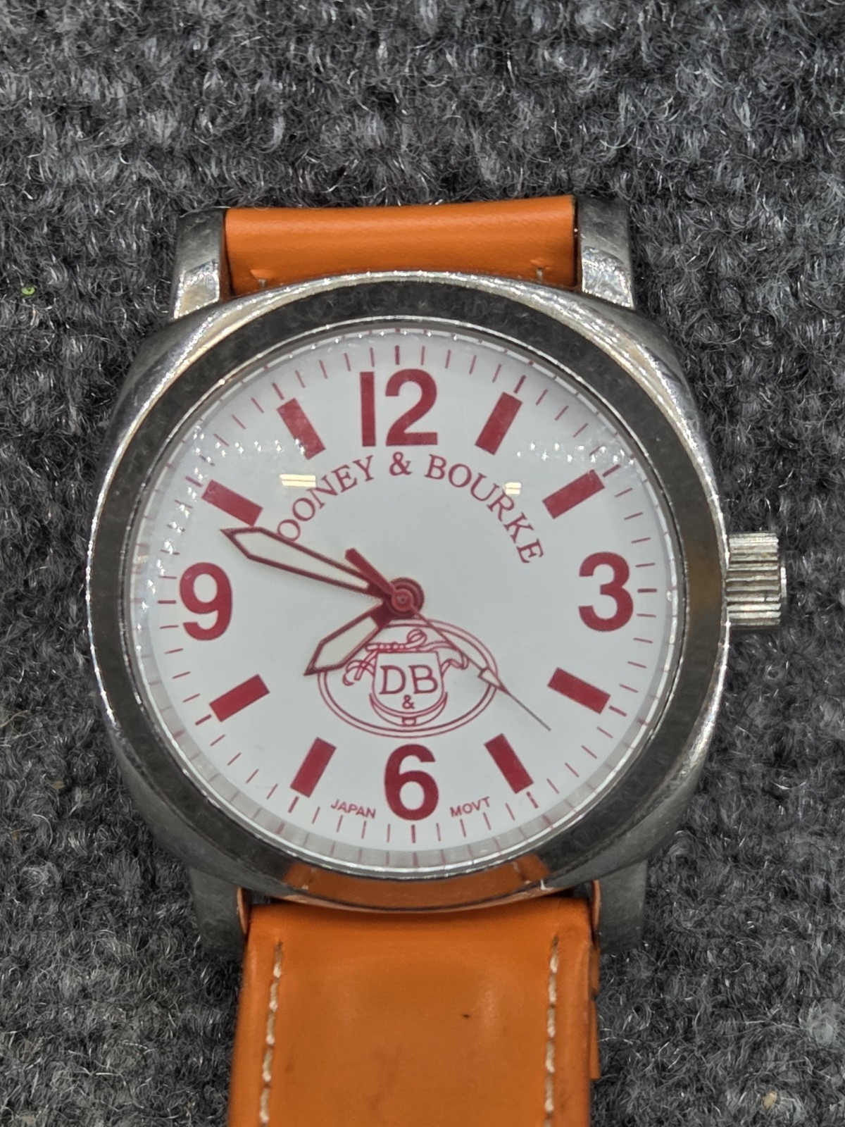 Vintage Dooney & Bourke Silver Large Face Orange Band Watch