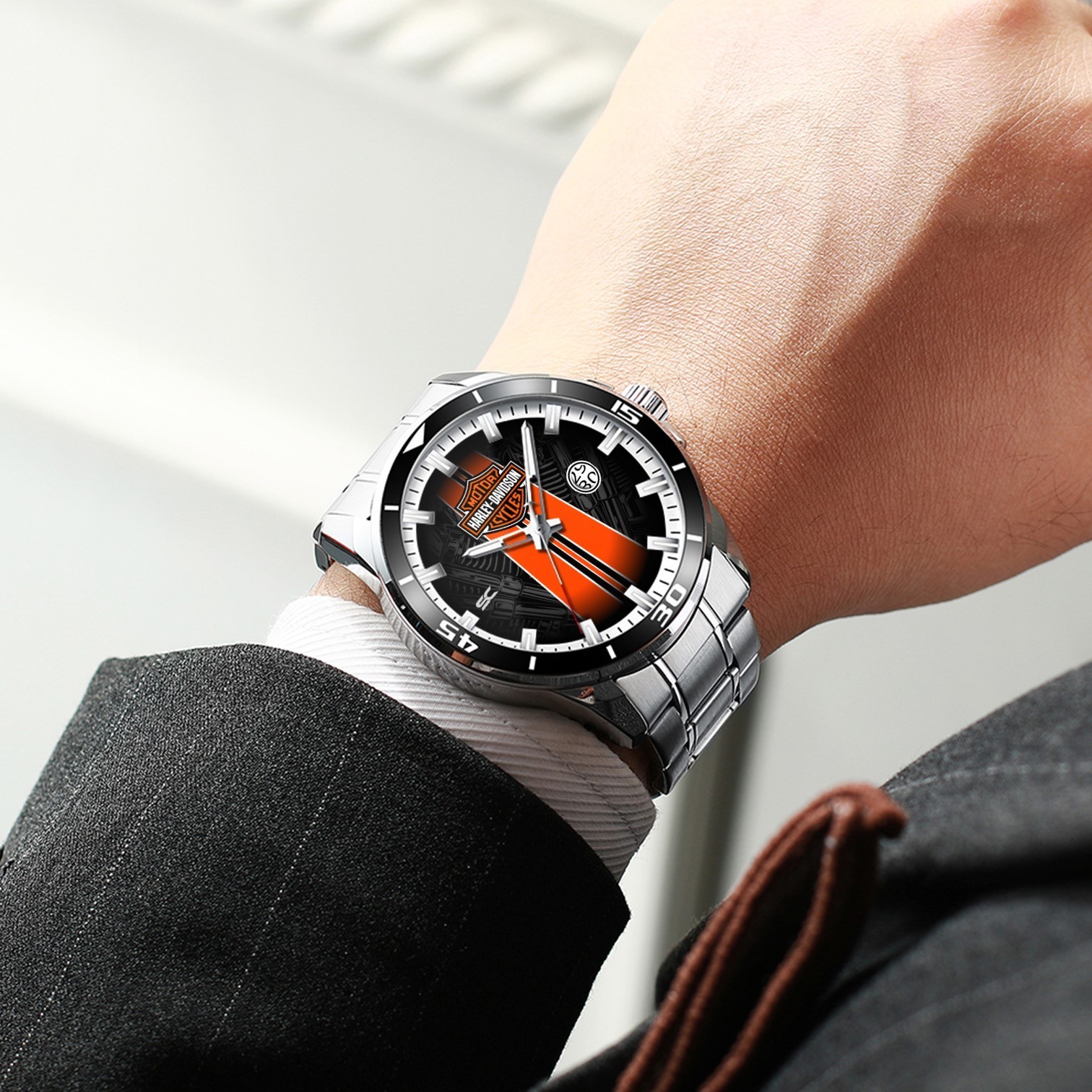 Stainless Steel Wrist Watch For Harley-Davidson Heritage Stripe Moto Lovers
