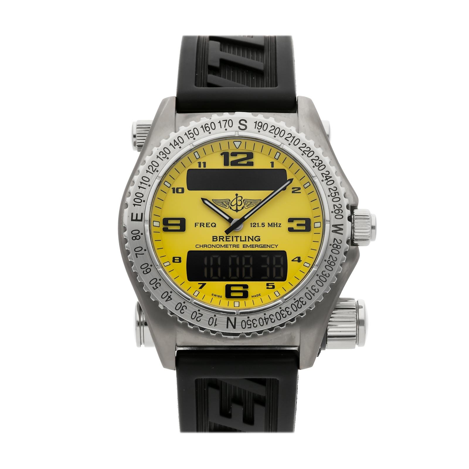 Breitling Emergency Mission Titanium Quartz 42mm Yellow Dial Watch E7632110/I500
