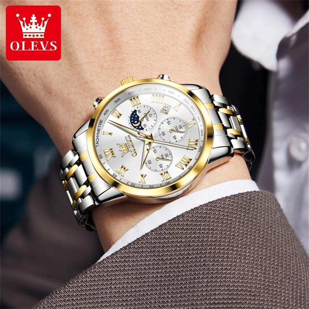 OLEVS Waterproof Luminous Quartz Watch Men’s Business Luxury Wristwatch Gift