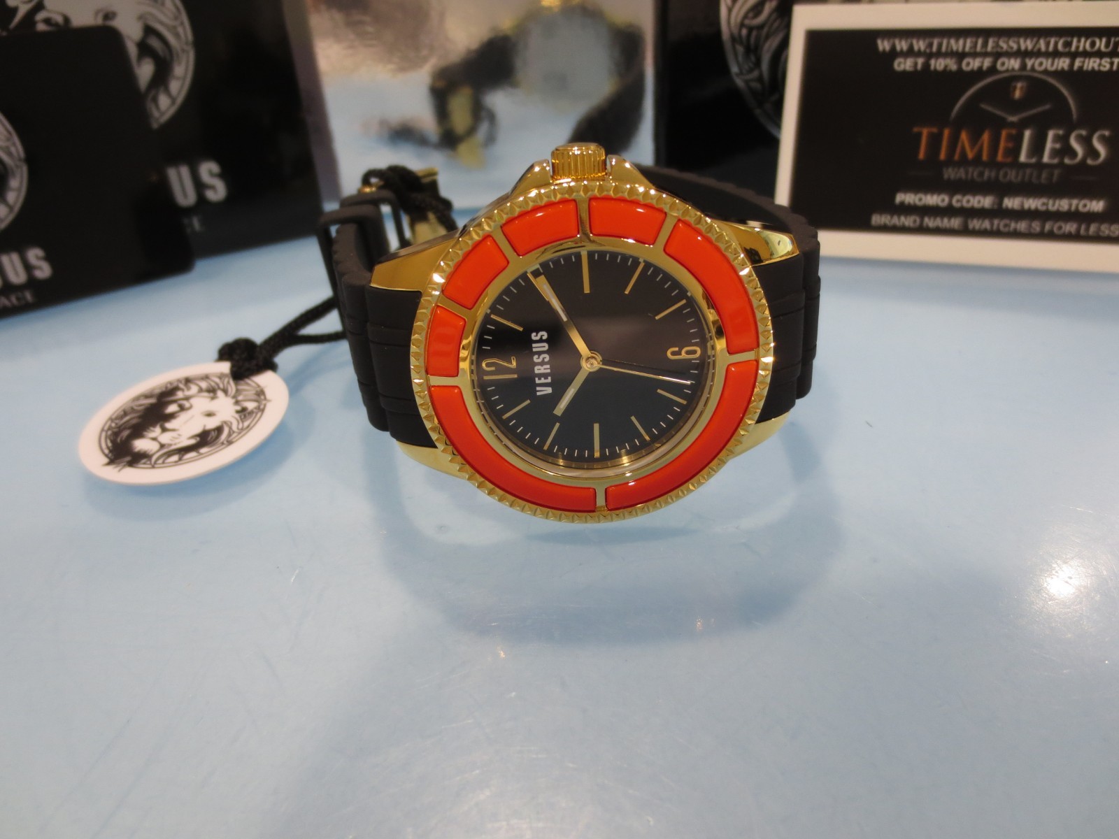 Versus by Versace SGM120014 Tokyo Gold Ion-Plated Red Bezel Watch