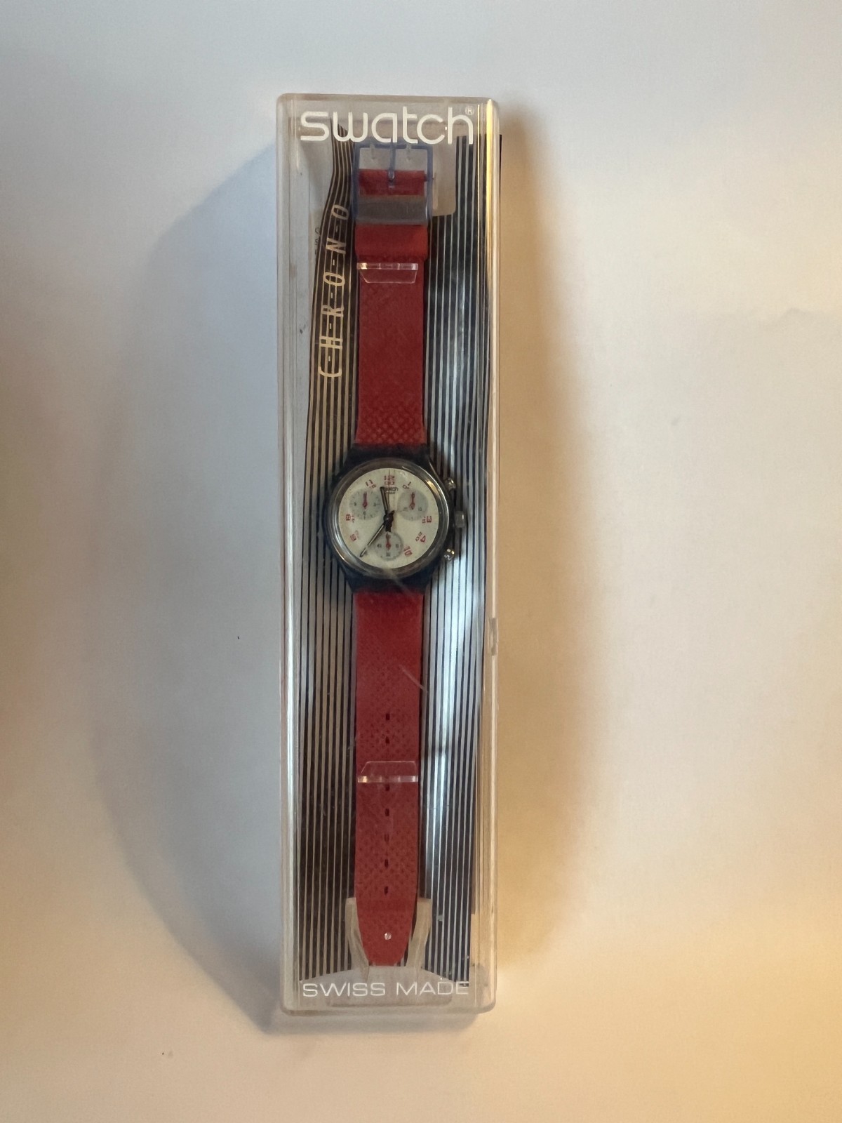 NEW 1992 Swatch Watch JFK CHRONO SCN103 37mm w/case & papers NOS