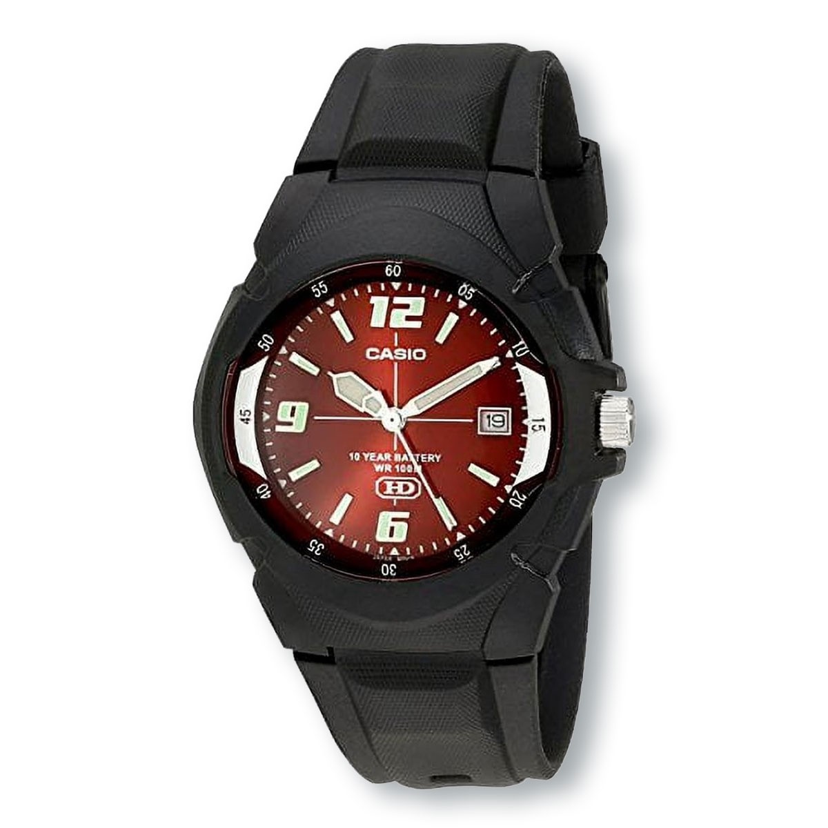 CASIO MW600F-4AV Enticer Analog Watch, Red Dial