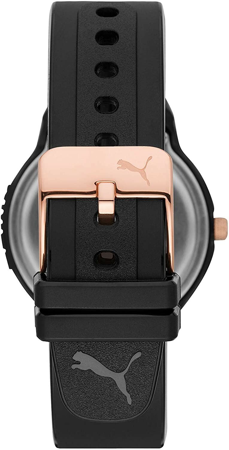 PUMA Reset V2 Three-Hand Date Silicone Watch With Leaping Cat Logo NEW !! Black 
