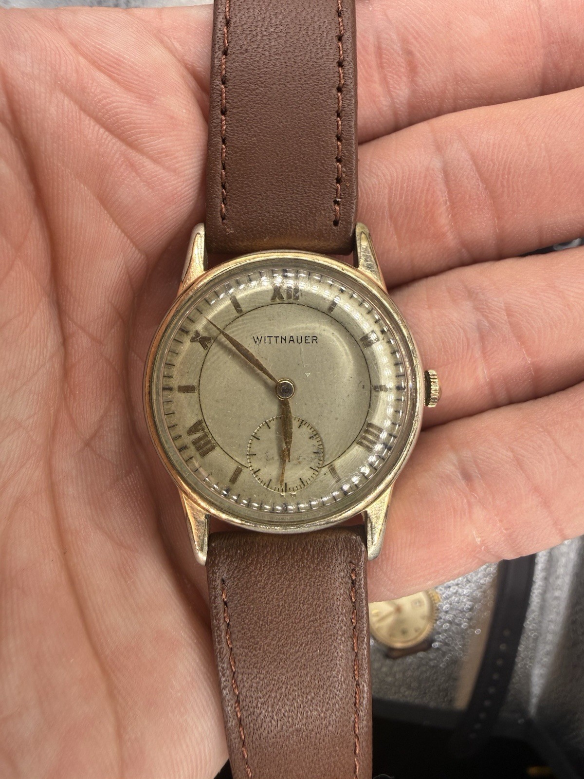 Wittnauer Vintage 1950s Manual Wind Roman Small Seconds Silver Dial
