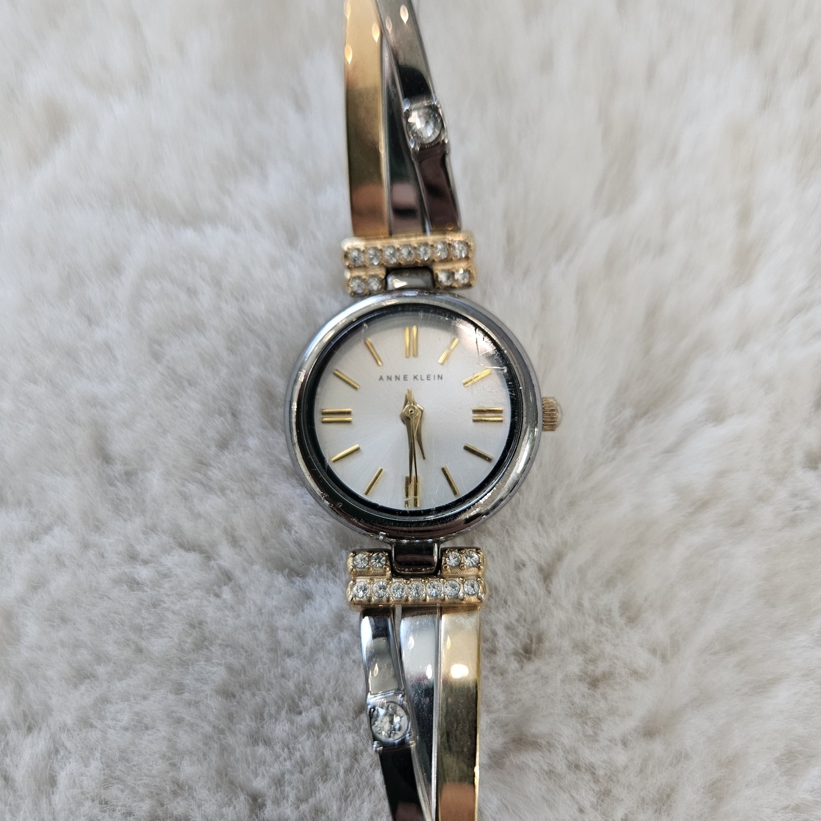 Anne Klein Watch 3 Tone Metal with Crystals Metal Clasp