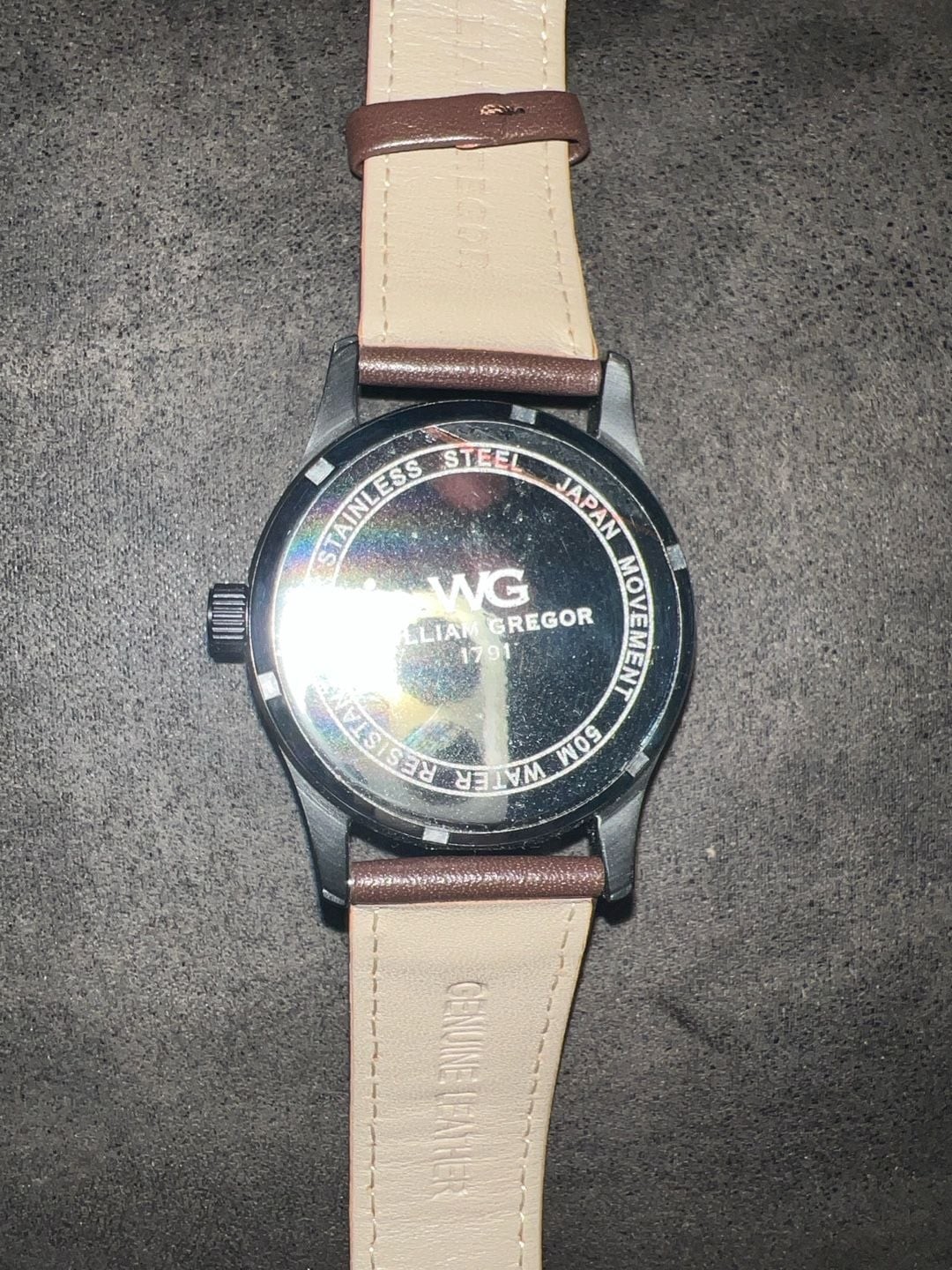 William Gregor 1791 Men’s Black Dial Watch with Brown Leather Strap