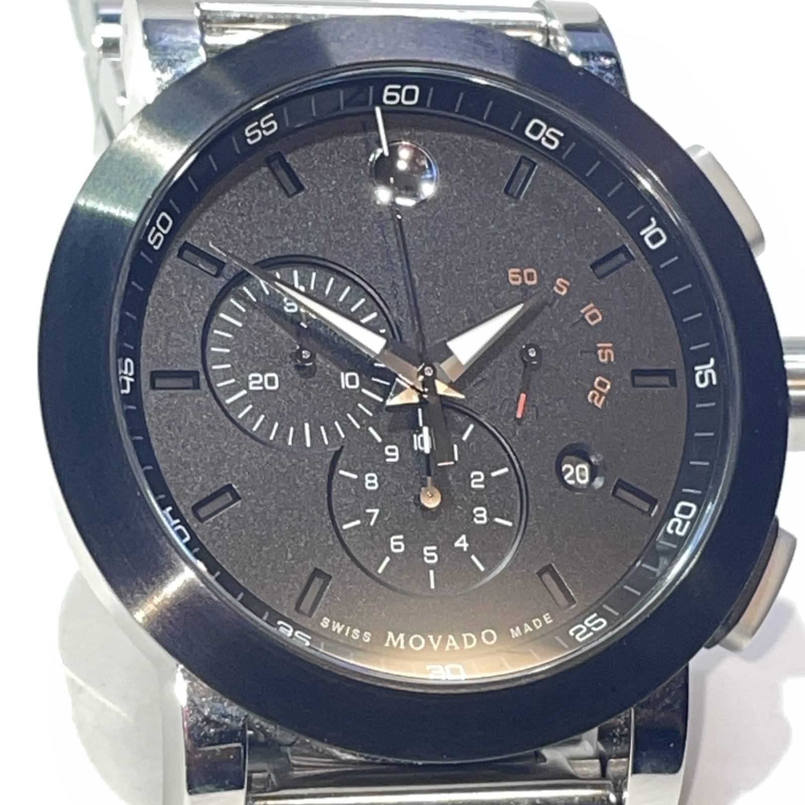 Men’s Movado Museum Sport Swiss Quartz Chronograph Watch 07.1.14.1162 Runs READ