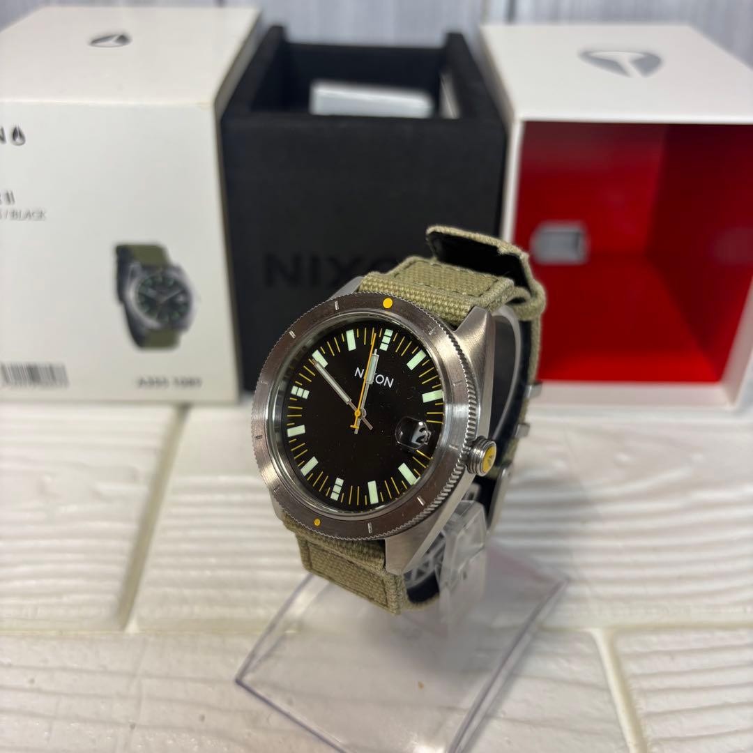 NIXON Rover A355 1089 Quartz Watch Military Canvas Olive Green Strap