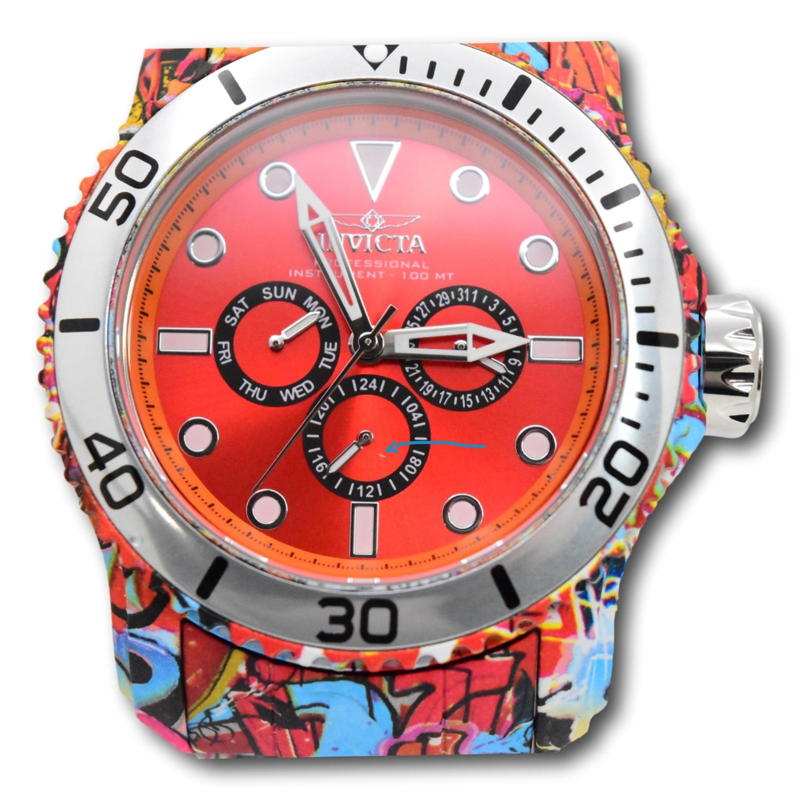 Invicta Pro Diver Aqua Plated Graffiti Men’s 48mm Red Dial Quartz Watch 47853