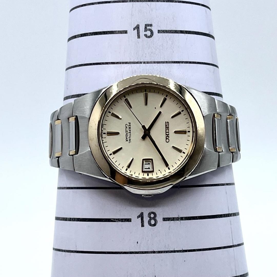 Seiko 8F32-0130 Perpetual Calendar Gold Quartz Watch Japan 072633