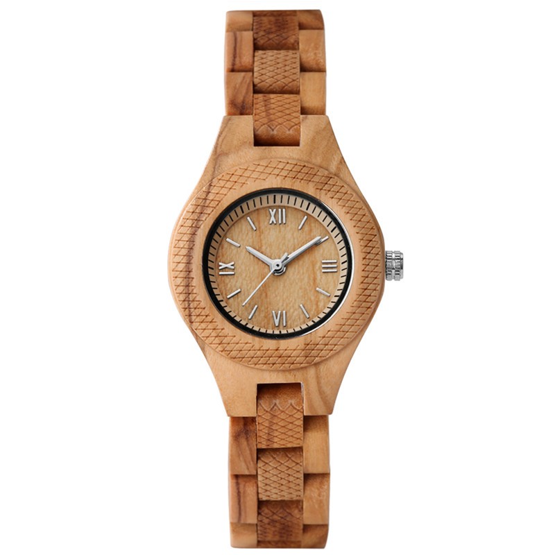 Handmade Olive Wood Watch Women Full Wood Minimalist Natural Grain Quartz Presen