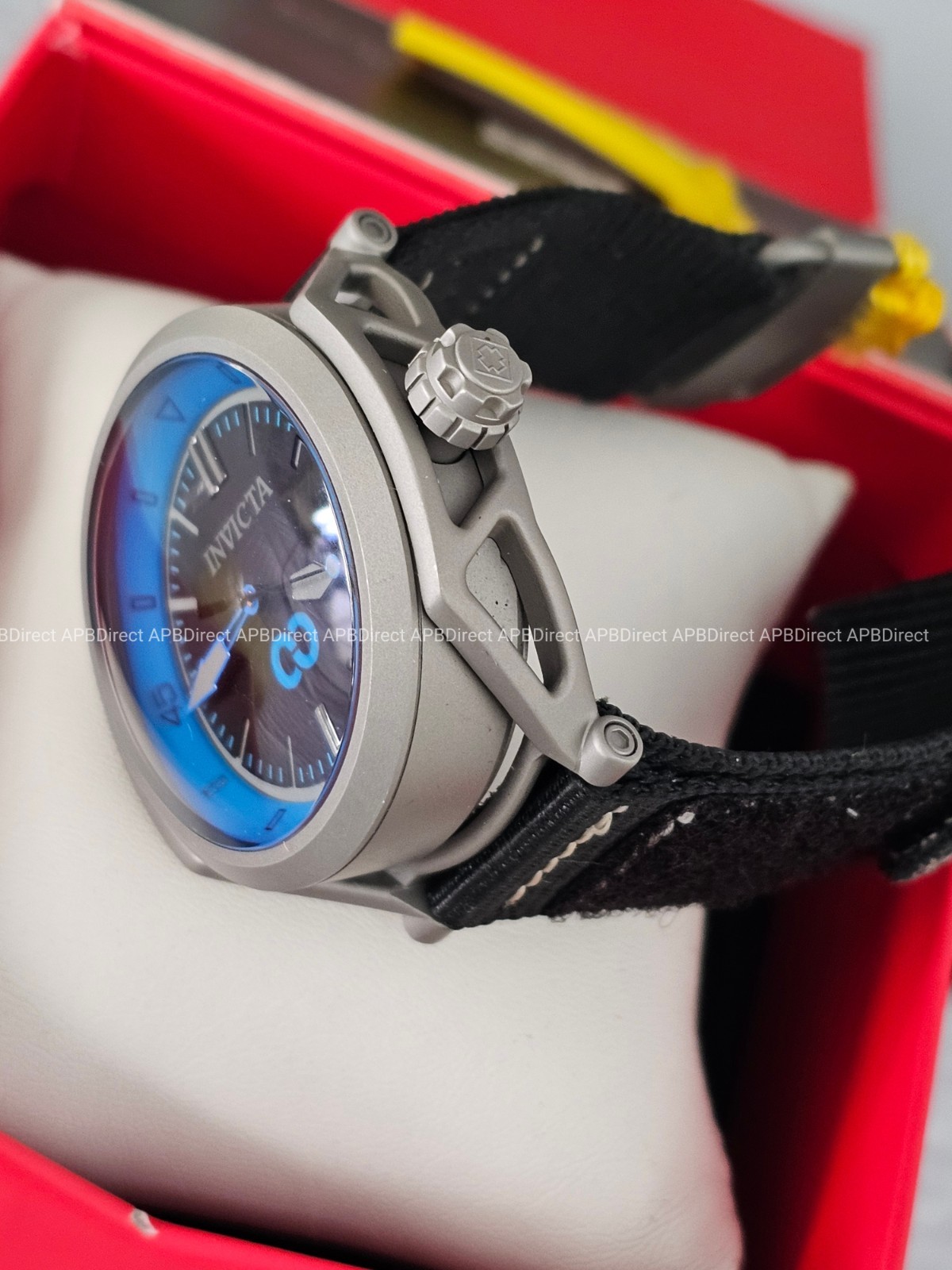 Invicta – CORDUBA – Black Nylon Strap – Brushed Gray Case / Blue mens watch