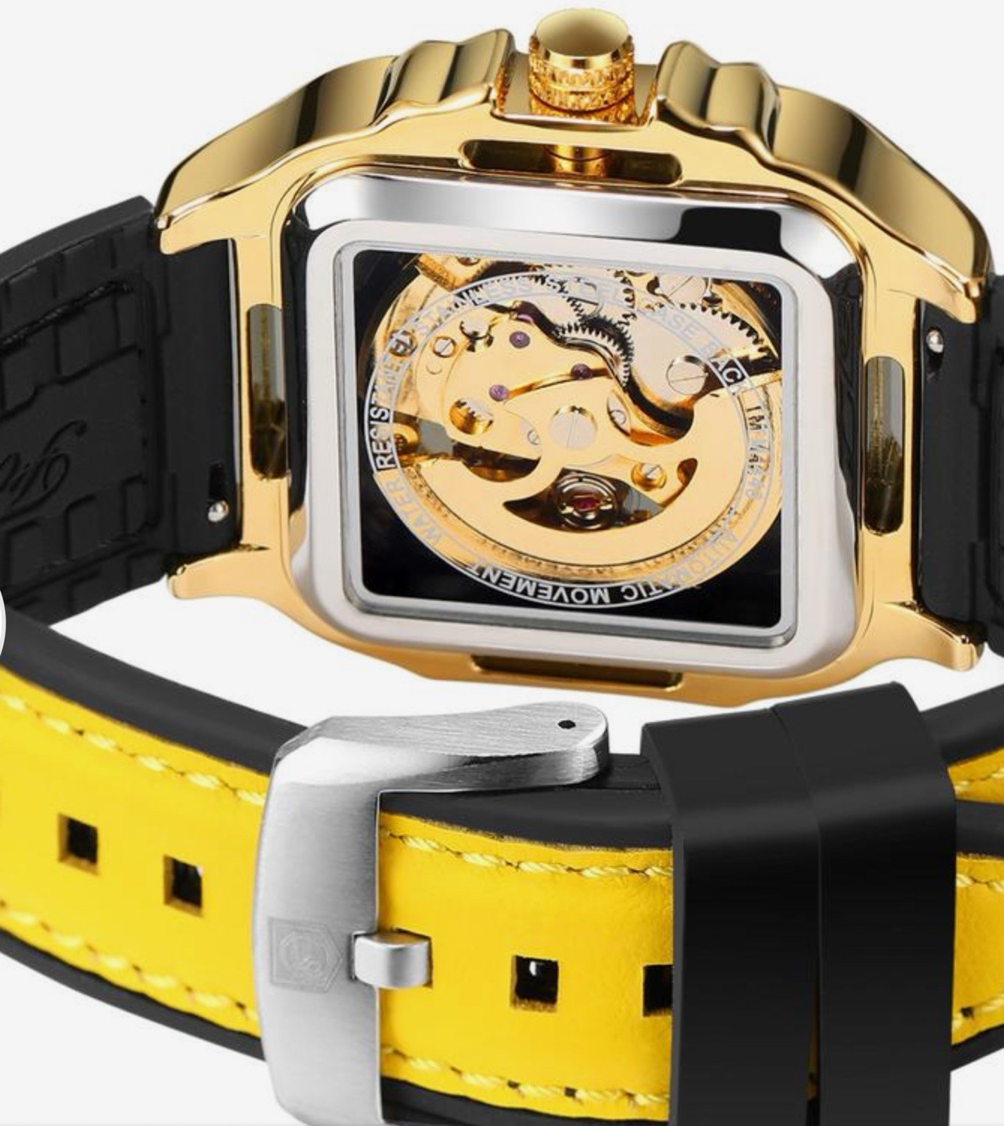 Forsining Men’s Automatic Square Transparent Waterproof Watch