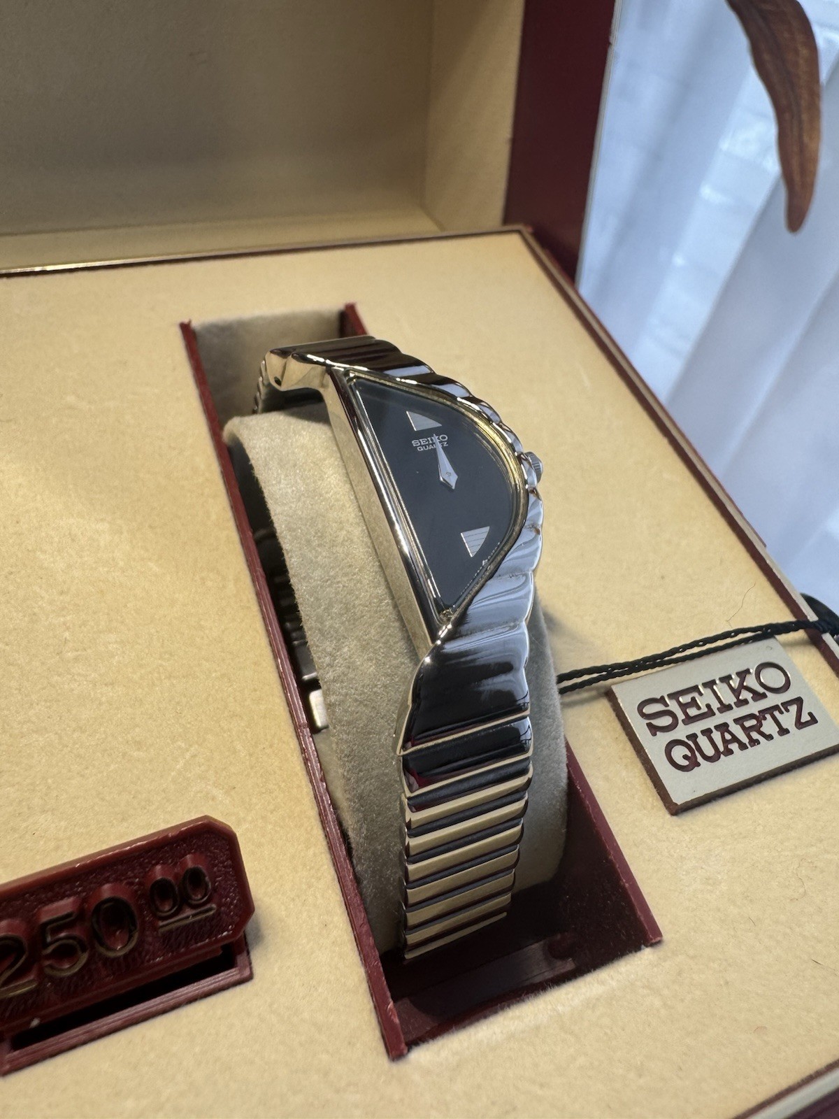 **RARE** Seiko Rivoli Half Moon Asymmetrical Silver Black Dial with Box
