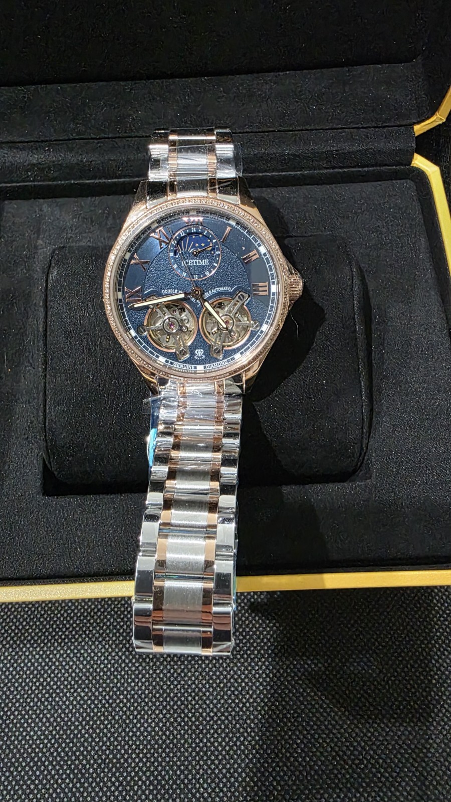IceTime 42mm Beatline Men’s Rose Gold Steel .50ct Blue Dial Automatic