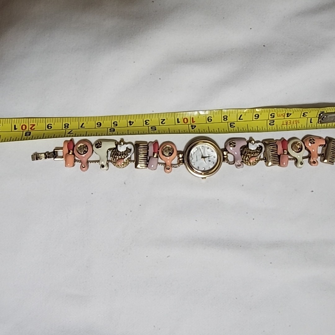 Jennie B Beauty Avon Quartz Analog Wristwatch Gold Bracelet, Multi-Color Band