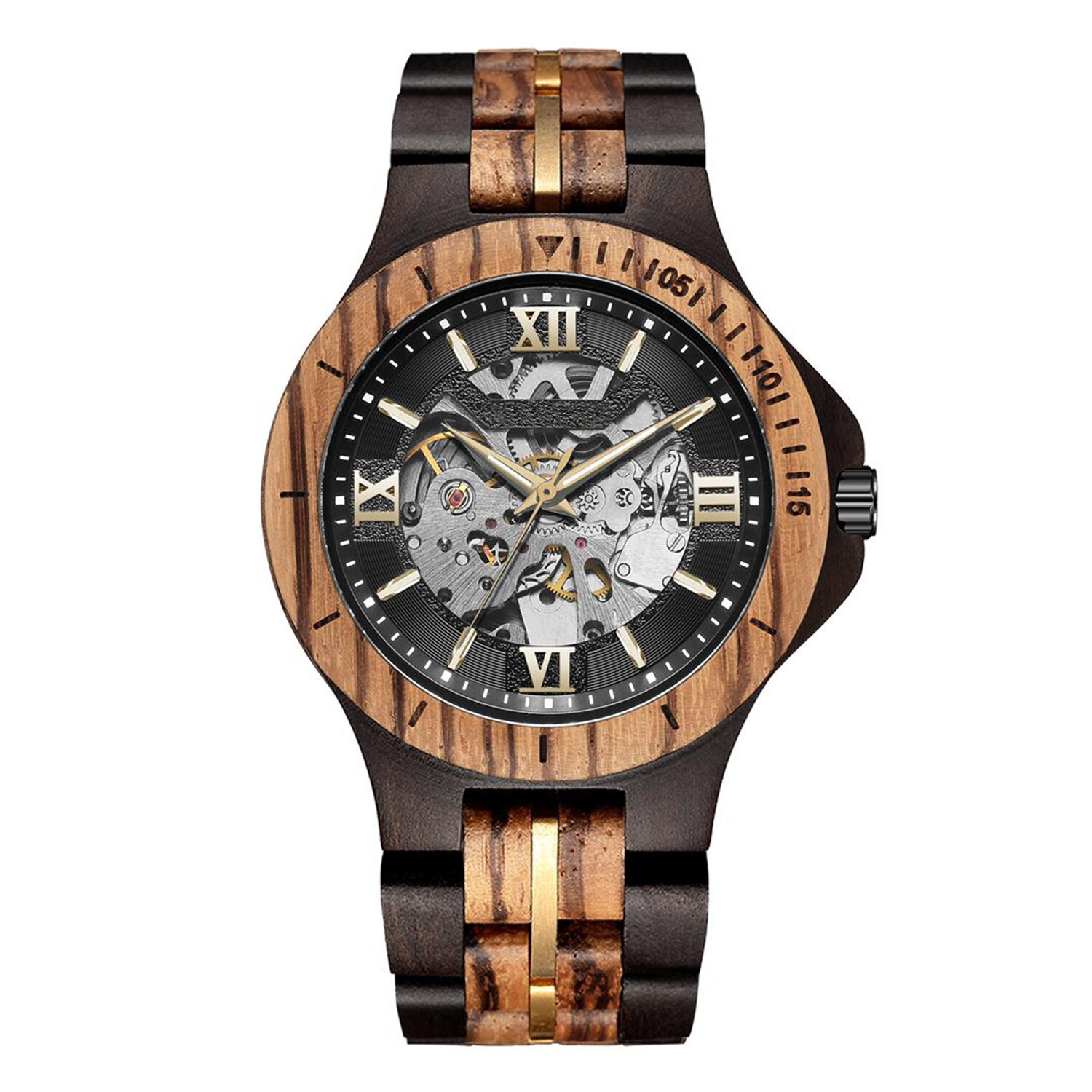 Men’s Wood Mechanical Watch Handmade Wooden Watch Gift to Men