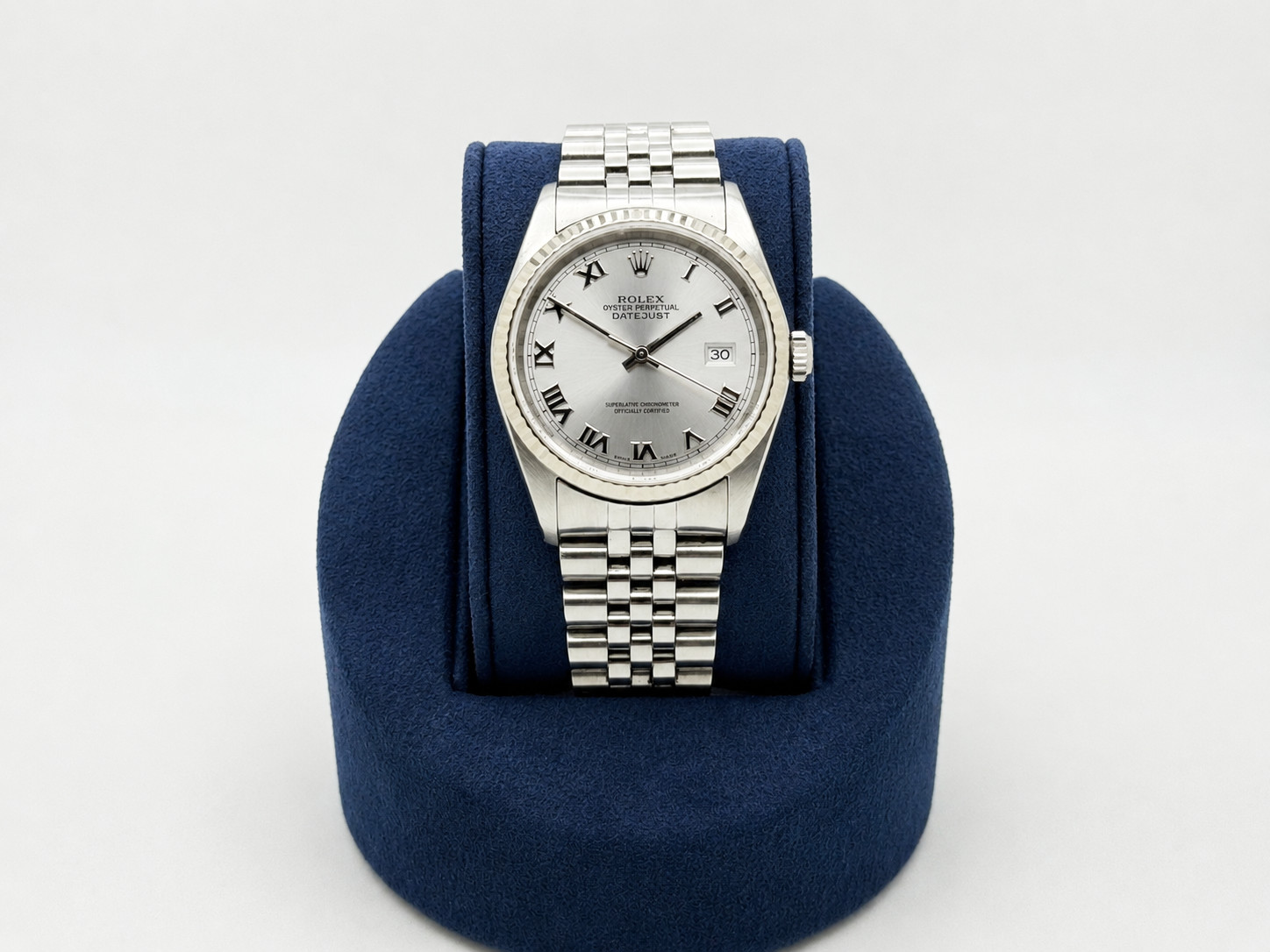 2004 Rolex Datejust 16234 36mm Silver Roman Dial 18k Gold Steel Jubilee