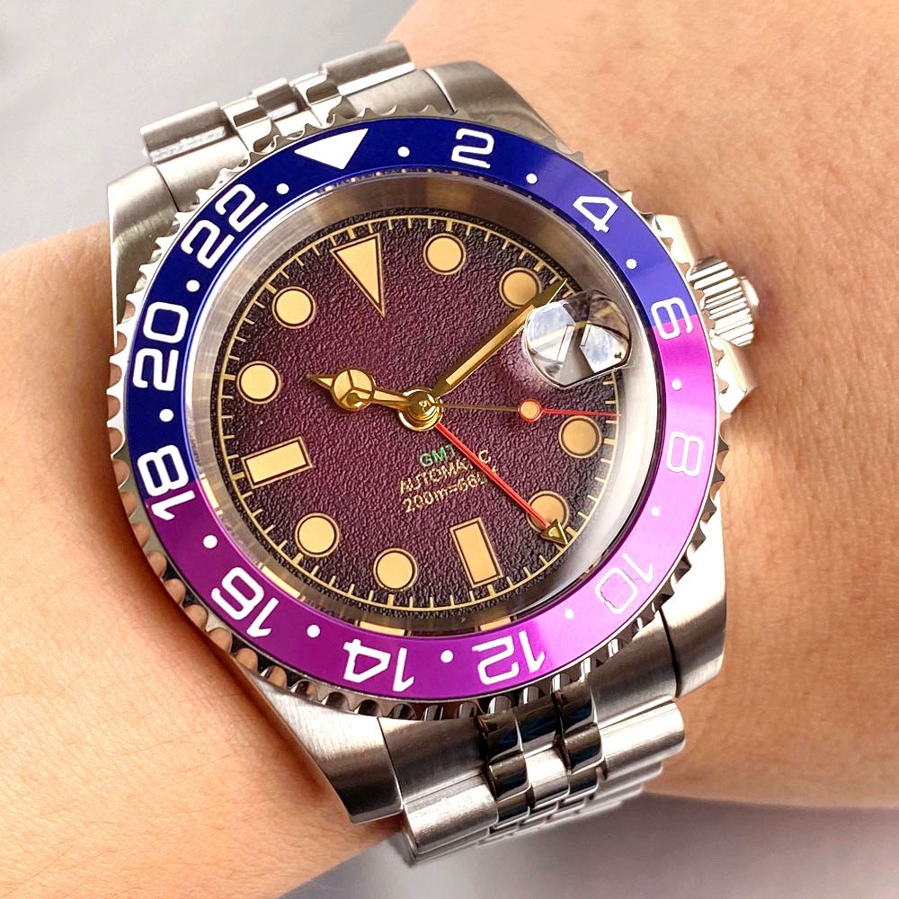 Tandorio NH34A 200M Waterproof 40mm Brown Dial NH34 GMT Automatic Dive Watch