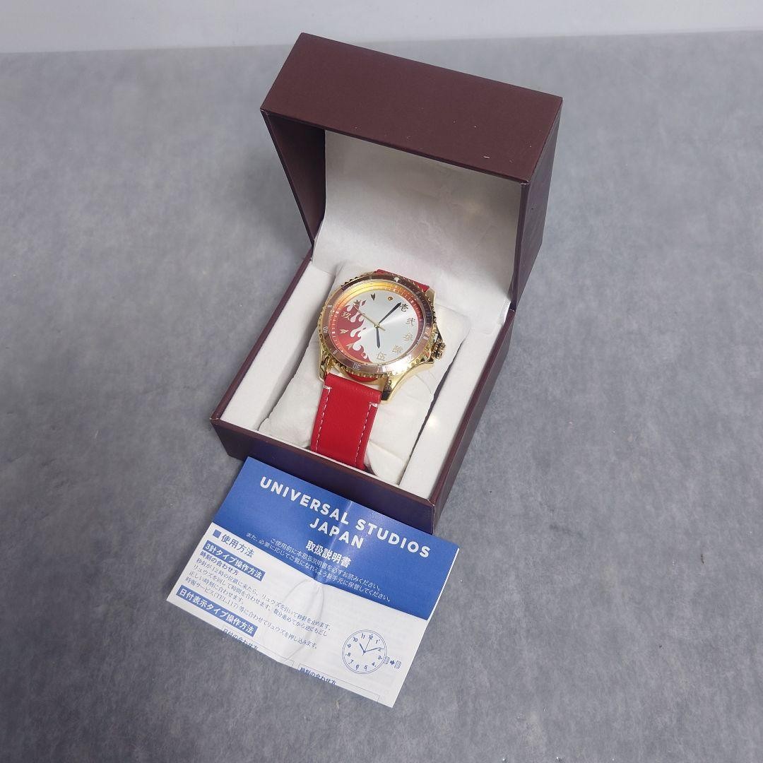 Universal Studios Japan Fire Design Quartz Watch Red Leather Band Used