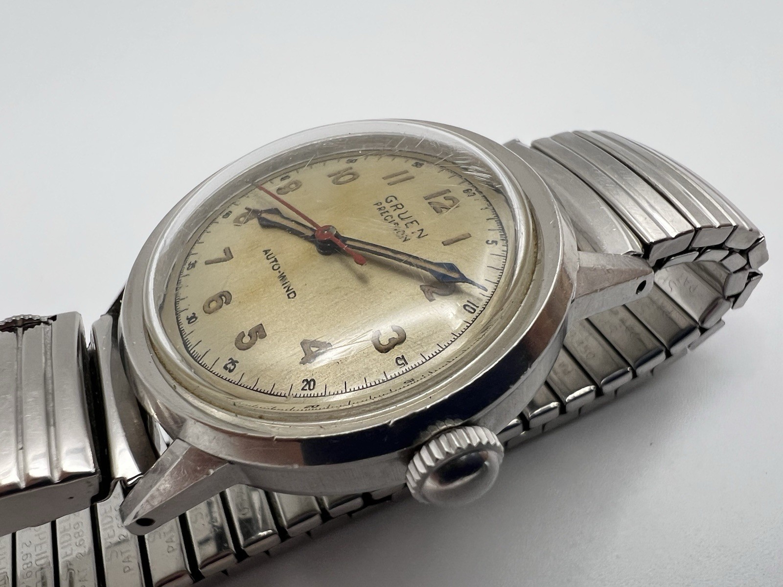Vtg GRUEN Precision Men’s Auto-Wind Watch 406SS 17 Jewels Works!