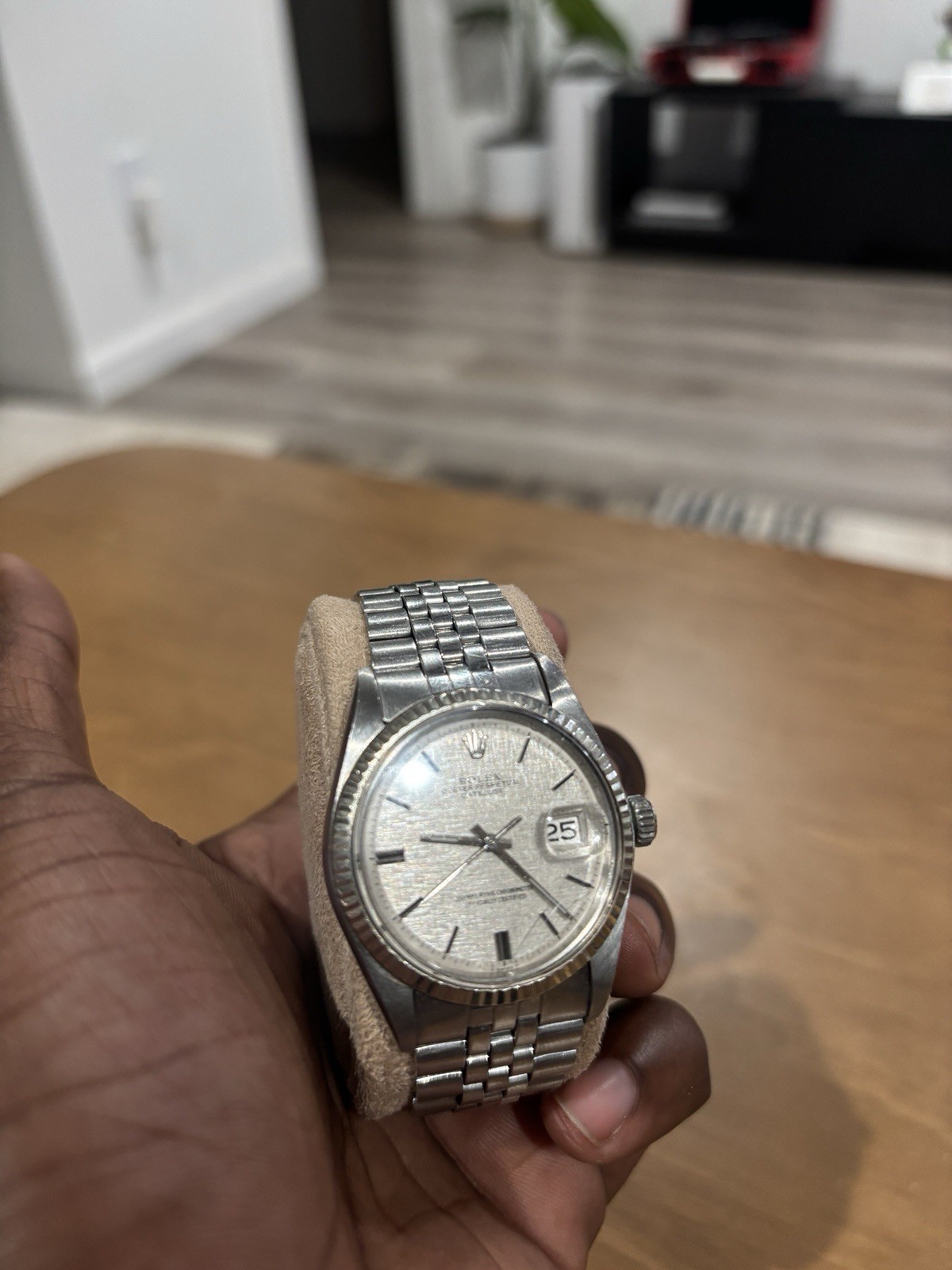 Rolex Datejust Linen Dial Stainless Steel 36mm Automatic Men’s Watch 1601