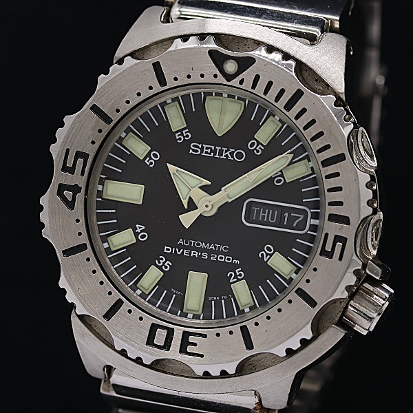 SEIKO 7S26-0350 SKX779 Black Monster Automatic Mens Watch Fast Shipping