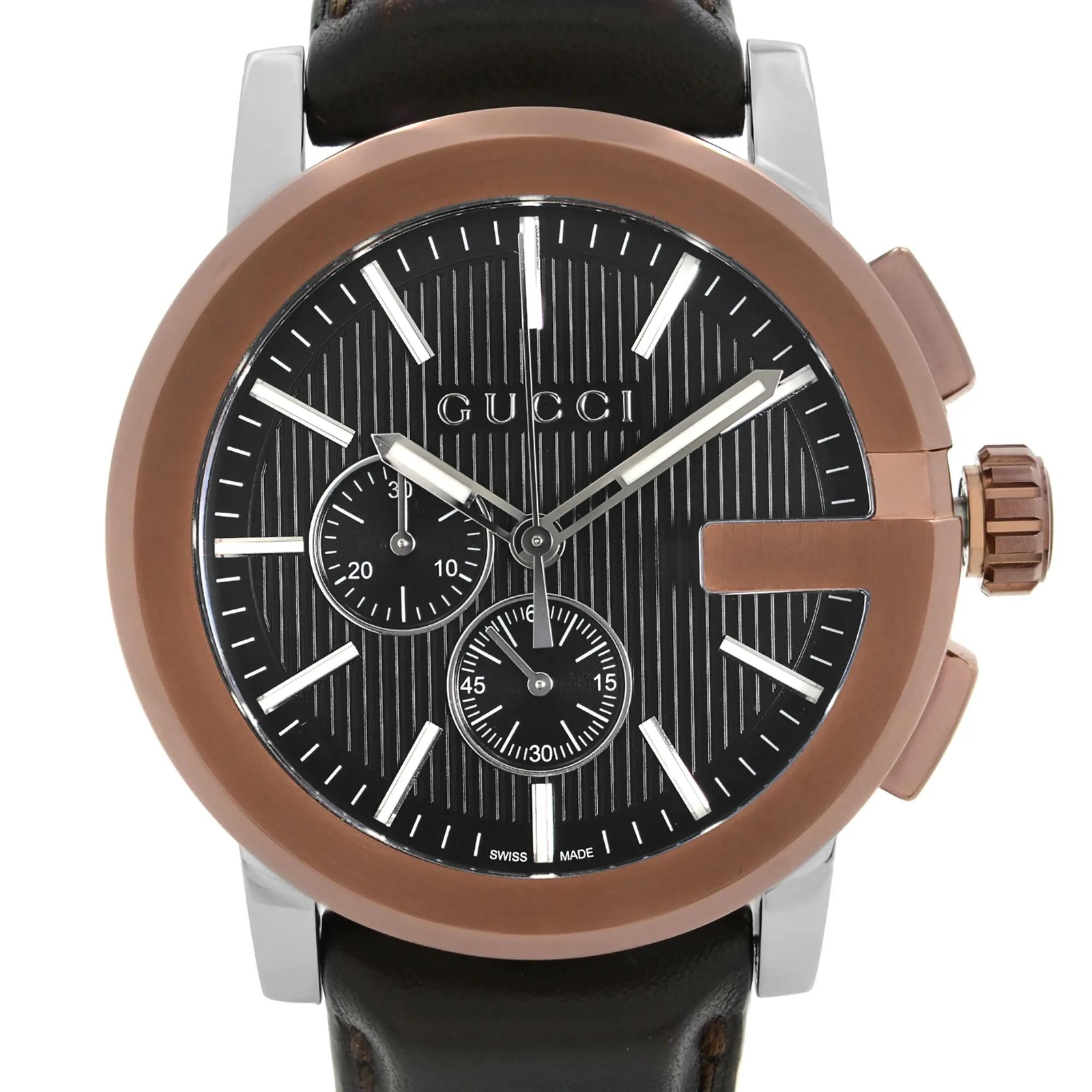 Gucci G-Chrono XL Chronograph Steel Black Dial Quartz Mens Watch YA101202